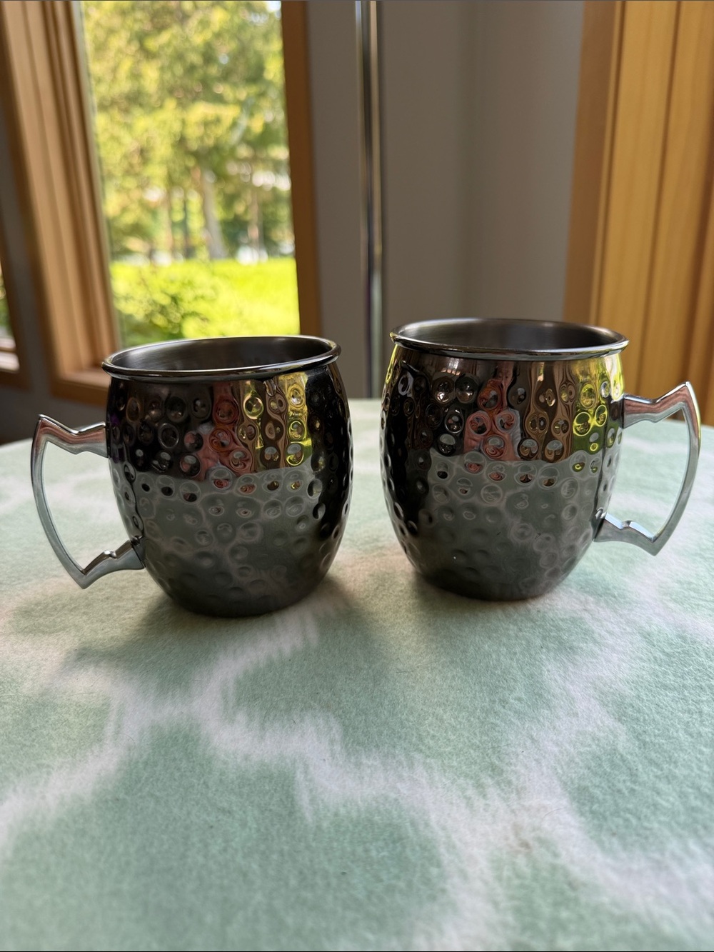 Arcoroc Hammered Stainless Steel Moscow Mule Mugs - Set of 2